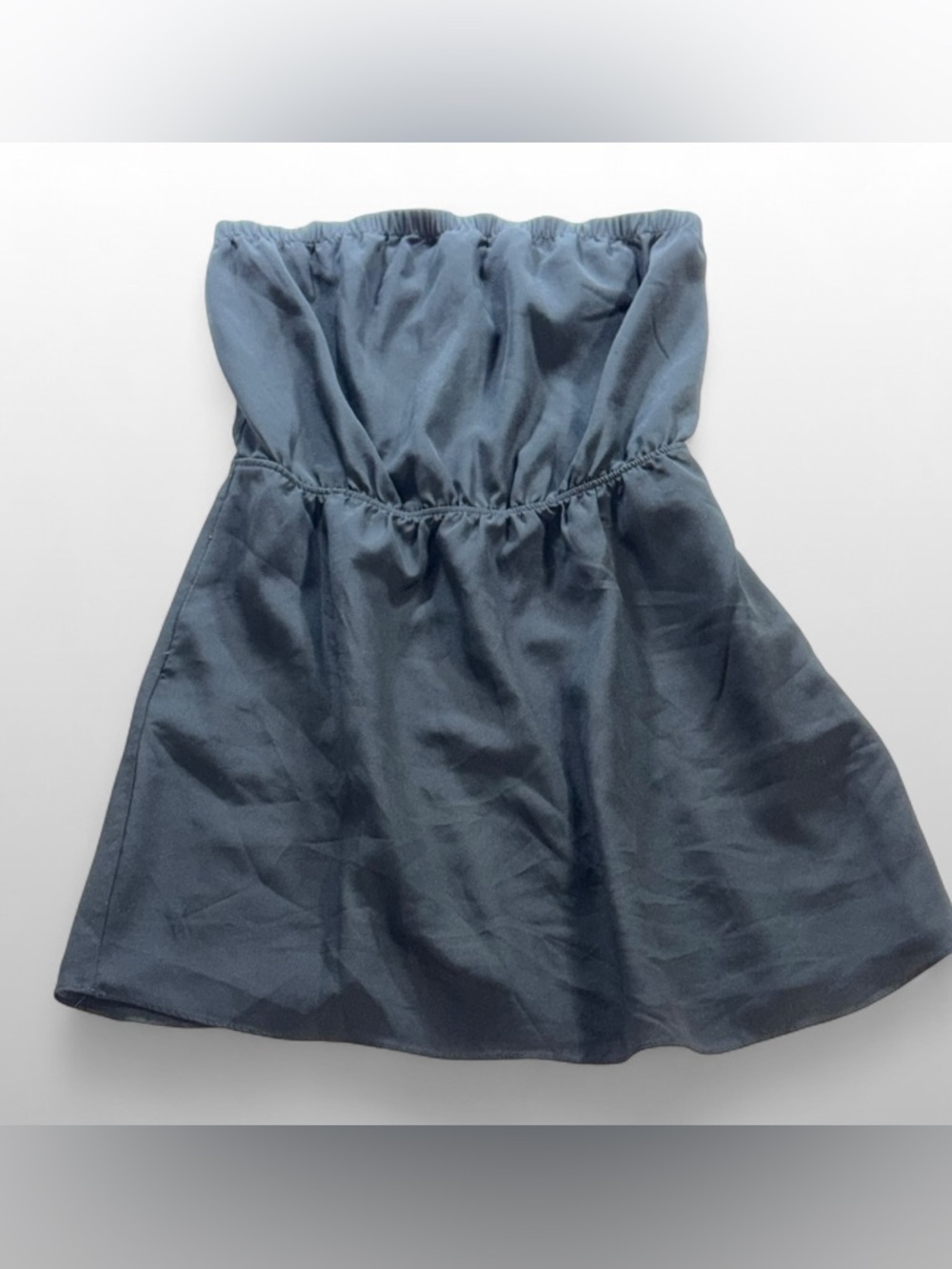 Express Strapless Satin Mini Dress Black Elastic Waist Flowy Party Cocktail